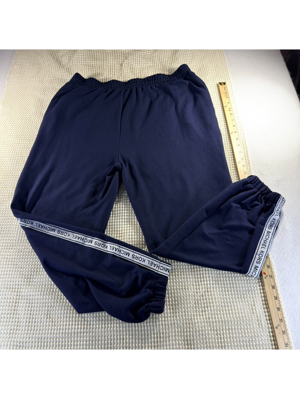 Michael Kors Women’s Athleisure Navy Logo Tape Jogger Pants Drawstring Waist 1X